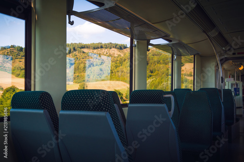 empty seats in a traveling train