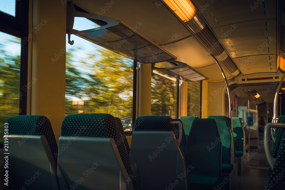 empty seats in a traveling train empty seats in a traveling train