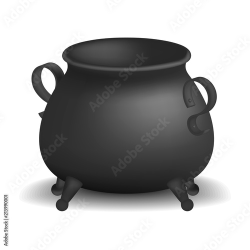 Cauldron mockup. Realistic illustration of cauldron vector mockup for web design isolated on white background