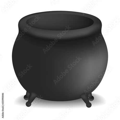 Halloween cauldron mockup. Realistic illustration of halloween cauldron vector mockup for web design isolated on white background