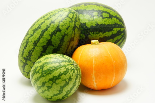 Pumpkin with watermelons.