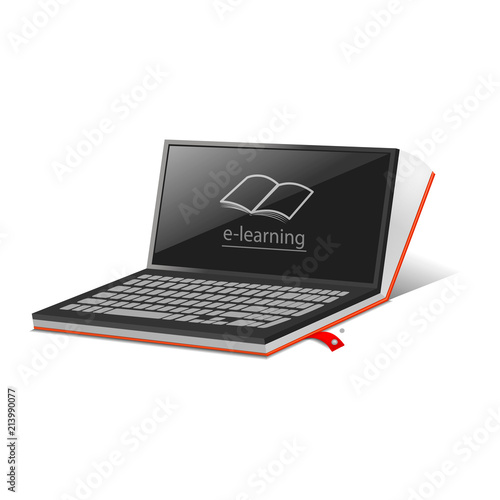 Laptop e learning mockup. Realistic illustration of laptop e learning vector mockup for web design isolated on white background