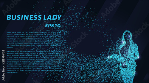 Business woman of the particles. Business woman consists of small circles. Business woman breaks down into molecules.