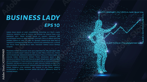 Business woman of the particles. Business woman consists of small circles. Business woman breaks down into molecules