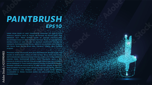 Paint brushes from particles. Paint brushes in a glass scattered on the circles and points. Vector illustration