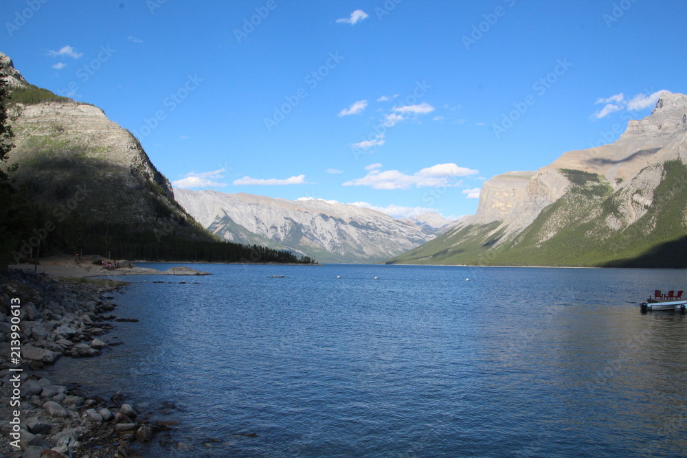 Rocky Shoreline Of Lake Minnewanka, Banff National Park, Alberta