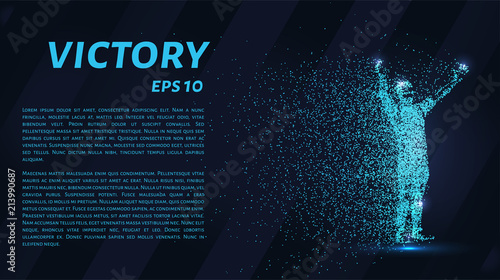 People from particles. The celebration of the victory of small circles
