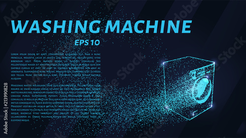 Washing machine made up of particles. Washing machine crumbles to the point.