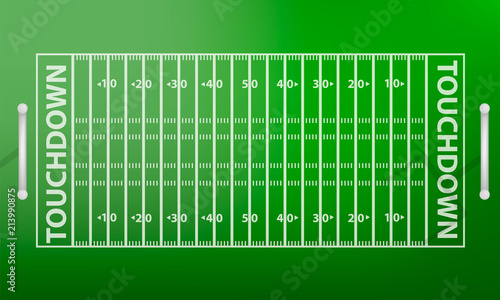 Top view american football field concept background. Realistic illustration of top view american football field vector concept background for web design