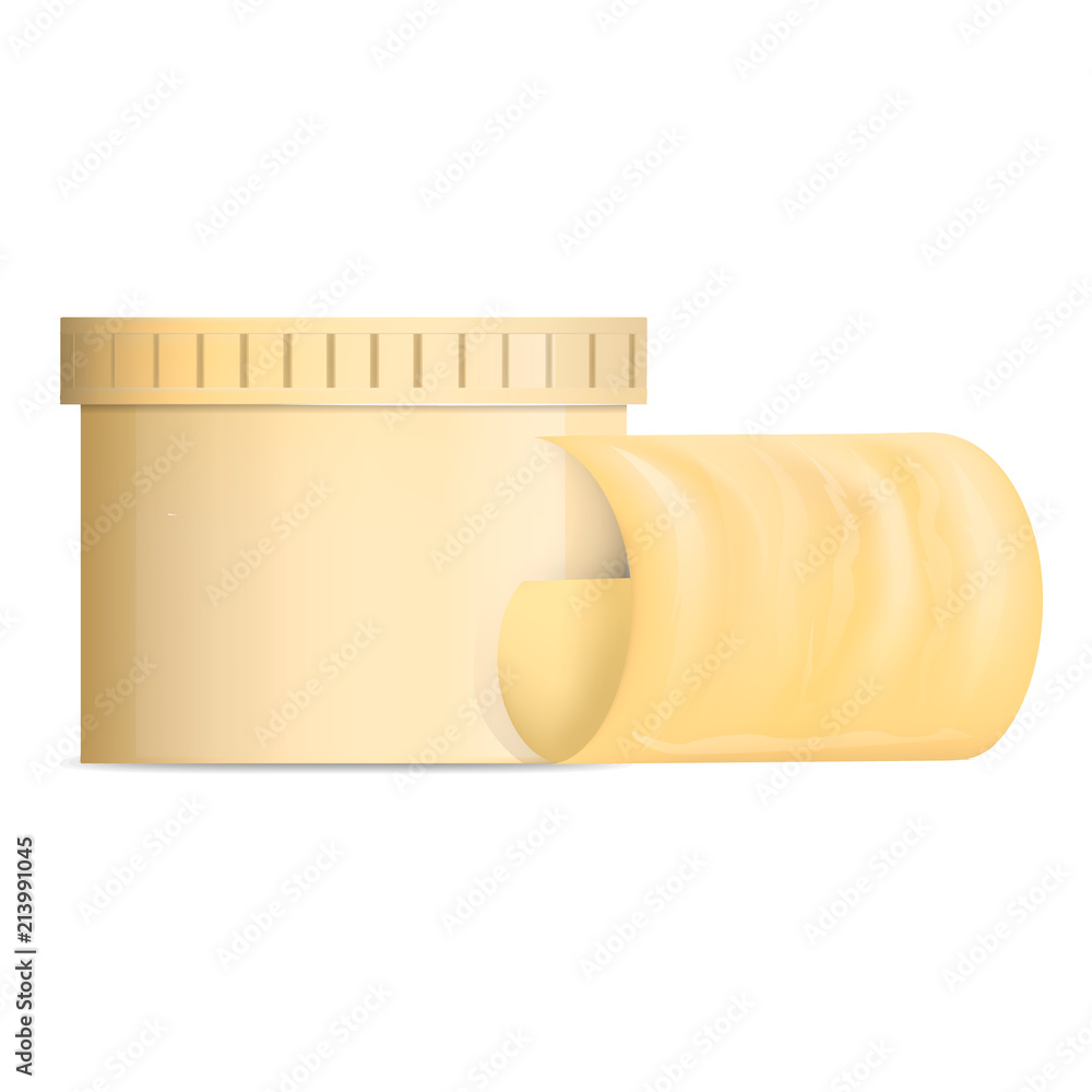 Butter yellow jar mockup. Realistic illustration of butter yellow jar