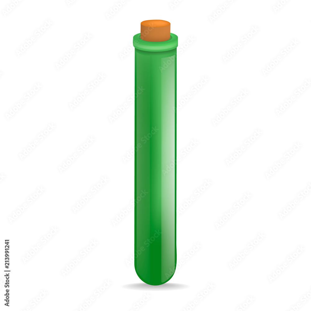 Green test tube mockup. Realistic illustration of green test tube vector mockup for web design isolated on white background Green test tube mockup. Realistic illustration of green test tube vector mockup for web design isolated on white background