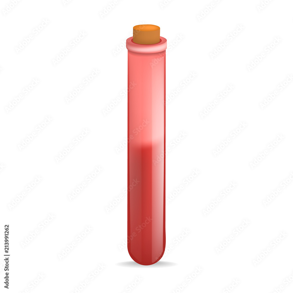 Red test tube mockup. Realistic illustration of red test tube vector mockup for web design isolated on white background Red test tube mockup. Realistic illustration of red test tube vector mockup for web design isolated on white background