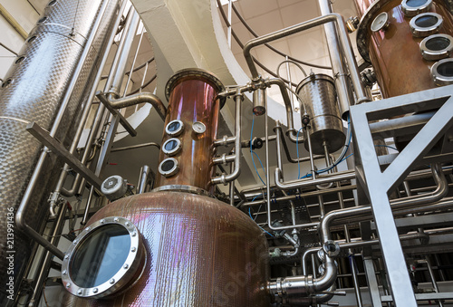 Bild auf Leinwand Interior of distillery for manufacture of vodka and gin