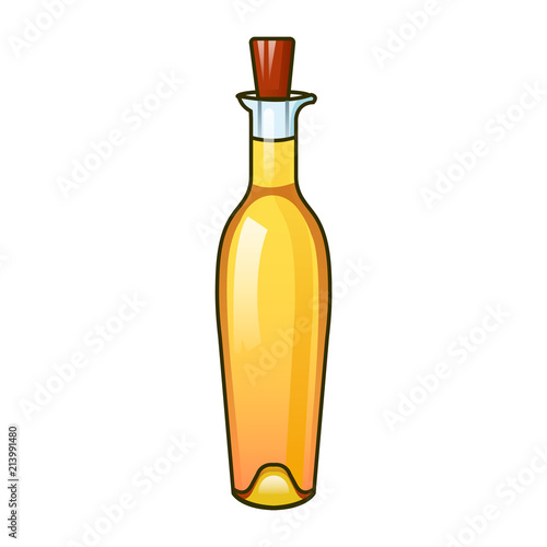 Golden olive oil bottle icon. Cartoon of golden olive oil bottle vector icon for web design isolated on white background