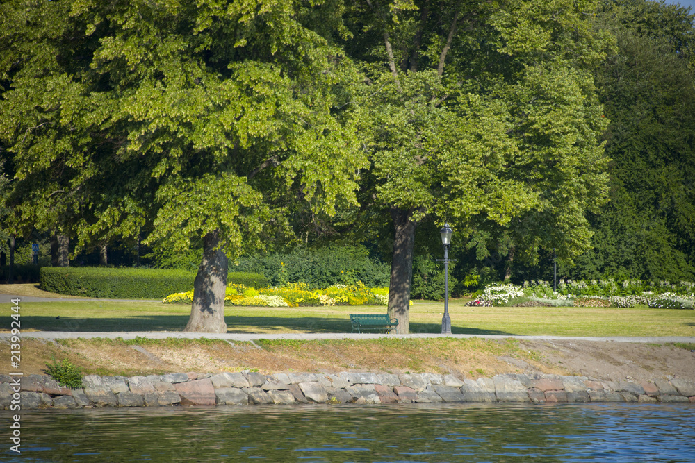 Landmarks and nature on the Island Djurgården in Stockolm, Sweden