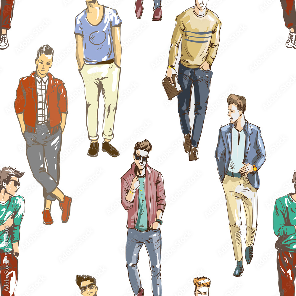 Men's casual wear sketches on sale