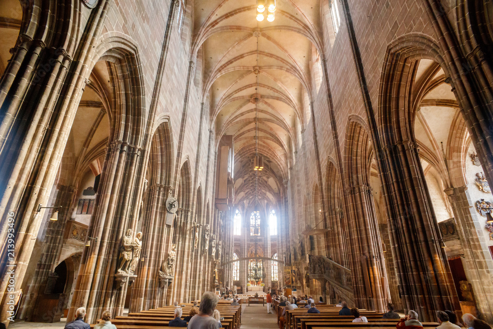 St. Lawrence Cathedral inside Medieval Gothic churches in Nuremberg, Bavaria, Germany