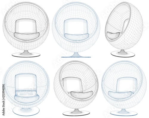 Modern Ball Shape Armchair Vector 