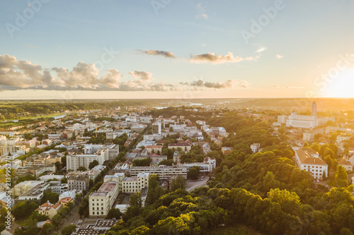 Aerial view of Kaunas city center  Lithuania
