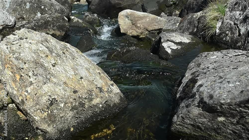 Flowing water over rocks in slow motion Flowing water over rocks in slow motion