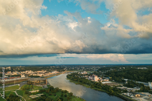 Aerial view of Kaunas city center  Lithuania