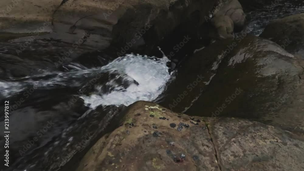 Water gushing down the rocks rapidly. Water gushing down the rocks rapidly.