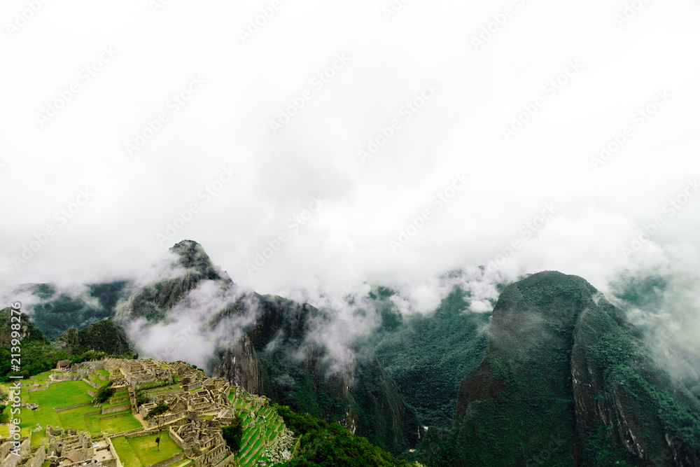 Panoramic aerial view of Machu Picchu Panoramic aerial view of Machu Picchu