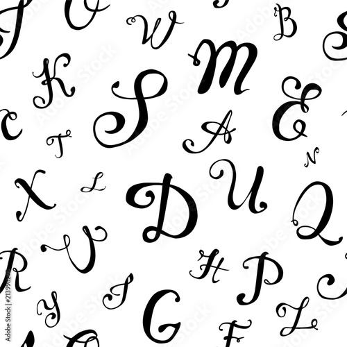 Seamless pattern. Hand written letters