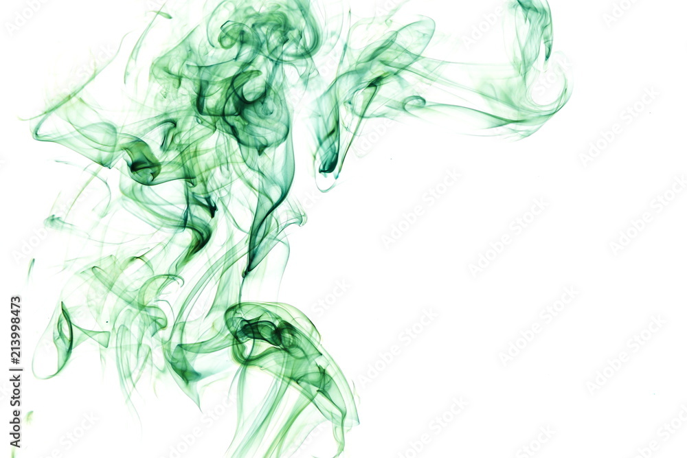 Green smoke on white background