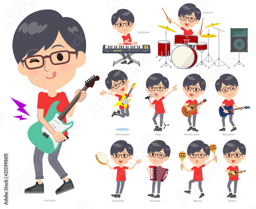 red Tshirt Glasse men_pop music