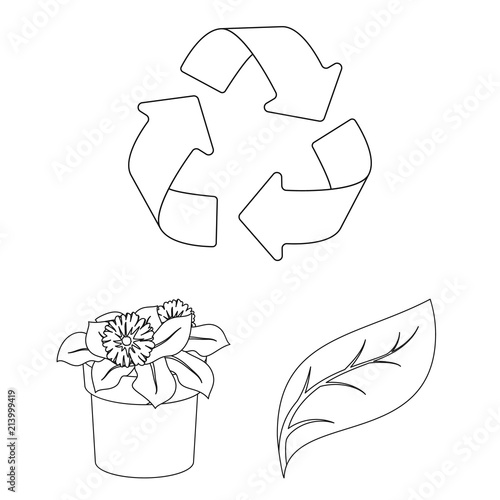 Bio and ecology outline icons in set collection for design. An ecologically pure product vector symbol stock web illustration.