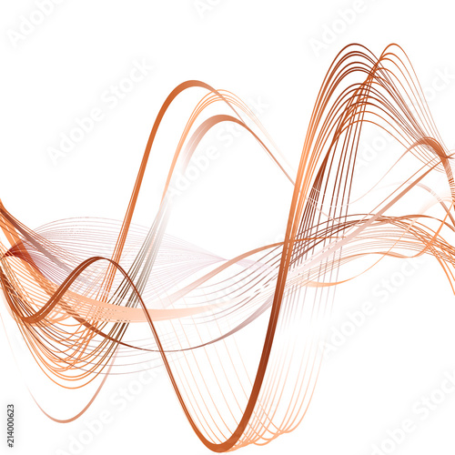 Abstract Structural Curved Background. Copper Lines and Ginger Waves. 3d Illustration
