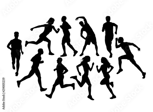 Runners Running Silhouettes  art vector design
