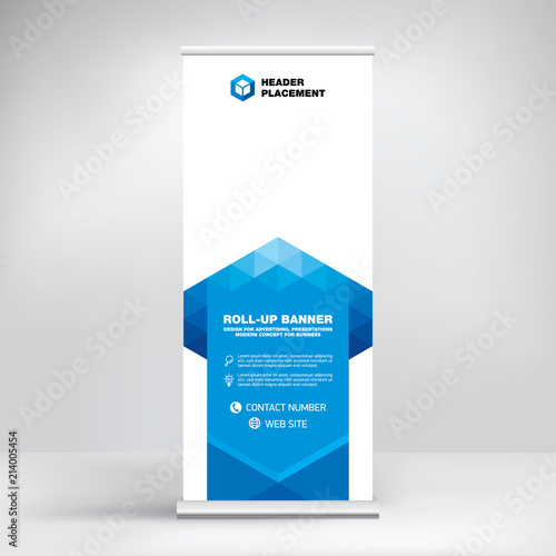 Design roll-up, advertising banner template, stand for presentations, conferences, exhibitions, modern business concept for product promotion, creative background for posting photos and text