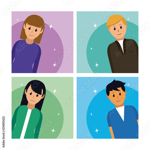 Set of people avatar cards
