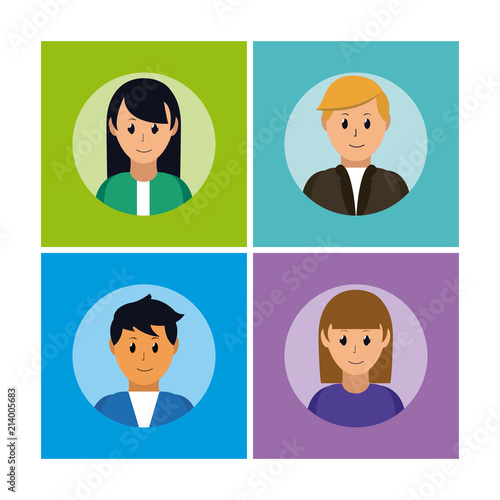 Set of people avatar cards