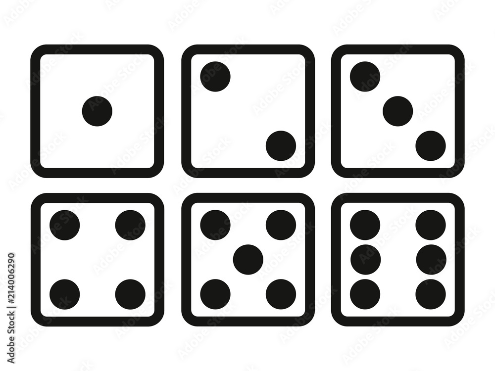 Set of Dice line icon on white background. Six dice vector illustration. Set of Dice line icon on white background. Six dice vector illustration.