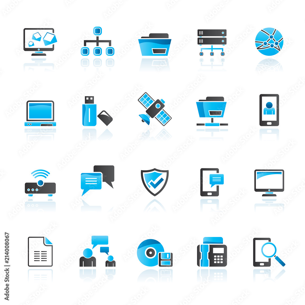 Connection, communication and network icons - vector icon set Connection, communication and network icons - vector icon set