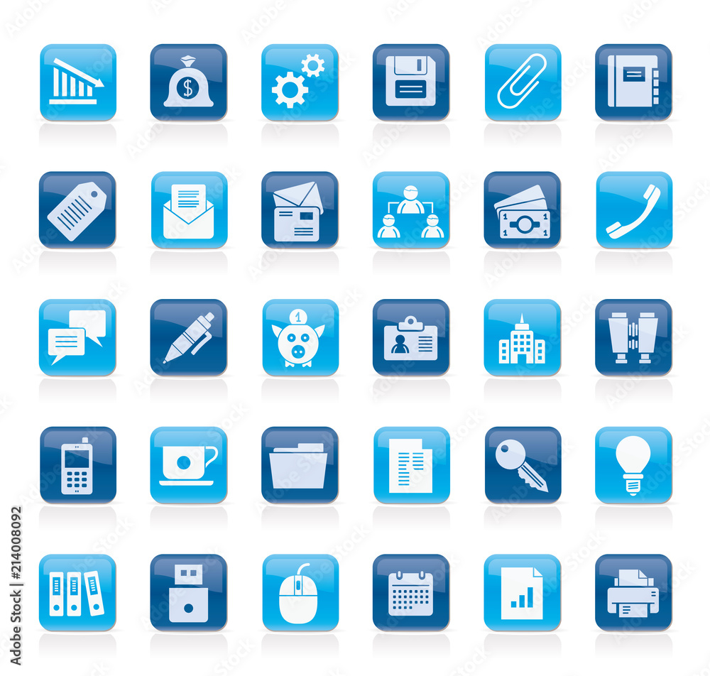 Realistic Business, Office and Finance Icons 2 - Vector Icon Set