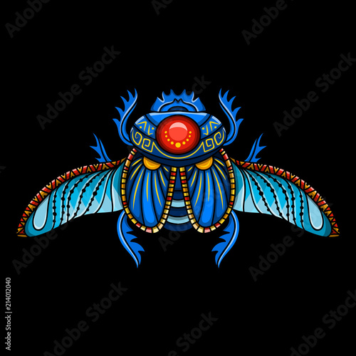 Egyptian scarab symbol of pharaoh, gods Ra, sun. Mythology t-shirt design, tattoos of ancient Egypt