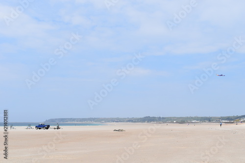  Endless white sandy Jersey Beach, St. Brelade's, Jersey Isle, England, July