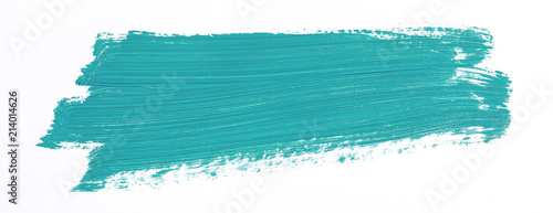 Turquoise brush stroke isolated over white background