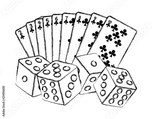grunge club poker cards and dices game