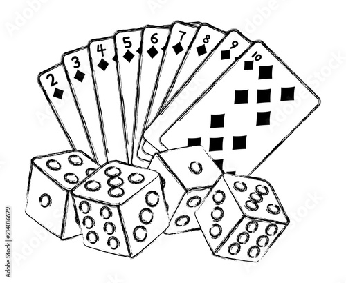 grunge diamond poker cards and dices game