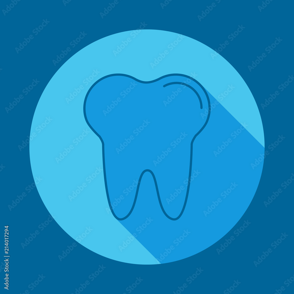 Obraz premium tooth flat long shadow icon. Element of medicine icon for mobile concept and web apps. Long shadow tooth icon can used for web and mobile