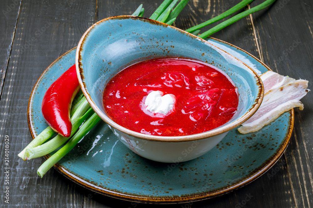 Borscht with sour cream Borscht with sour cream