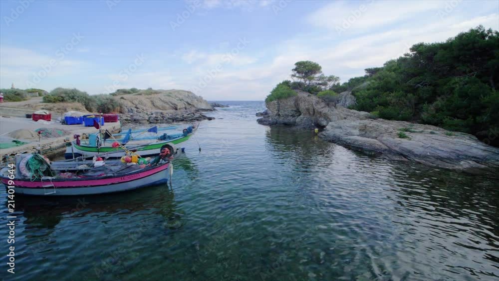 Slow motion of sea and waves crashing over french mediterrannean riviera beautiful landscape Slow motion of sea and waves crashing over french mediterrannean riviera beautiful landscape