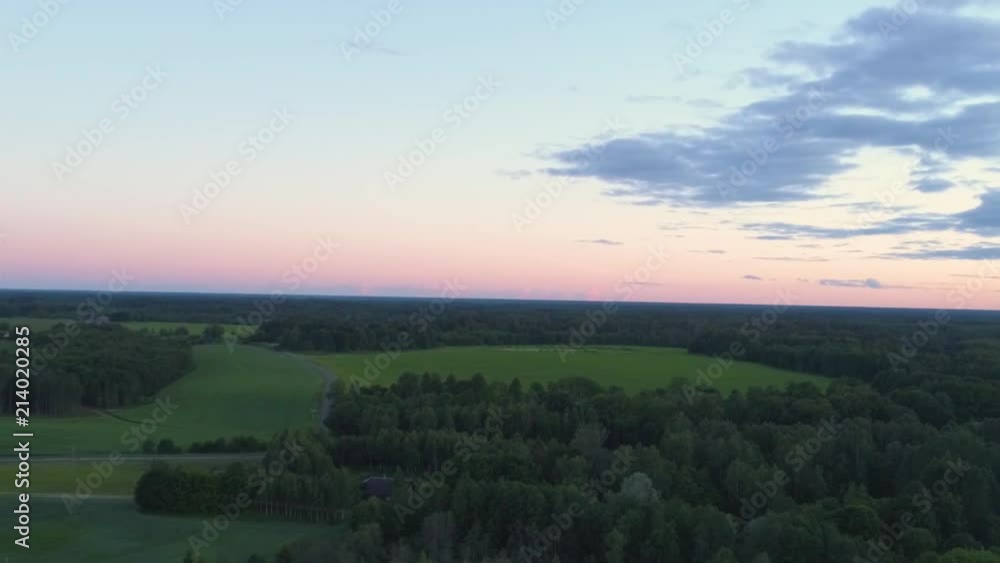 Aero panorama of Estonian summer night. Aero panorama of Estonian summer night.