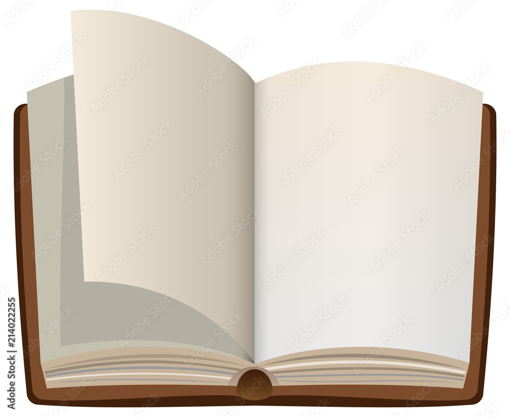 Fototapeta premium Open cartoon book with empty blank pages