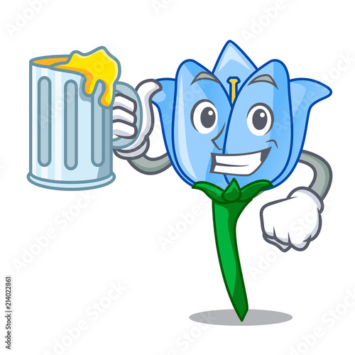 With juice bell flower mascot cartoon